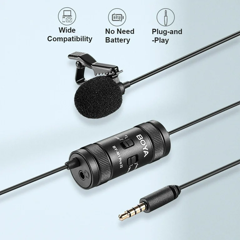 BOYA BY-M1 PRO/BY-M1 PRO II Lavalier Microphone – 3.5mm TRRS Wired Mic for Smartphone, PC, Camera - Image 3