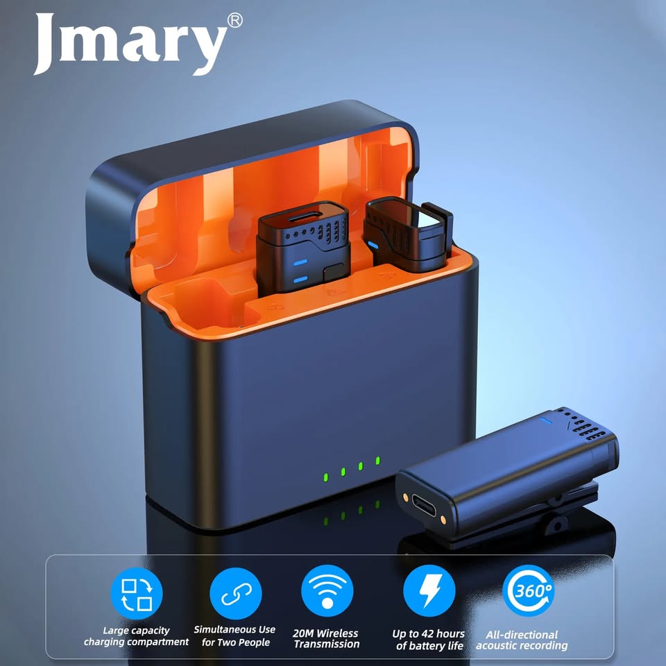 Jmary MW16 3-in-1 Plug & Play Lavalier Wireless Microphone – For Mobile, Camera, Video Recording,