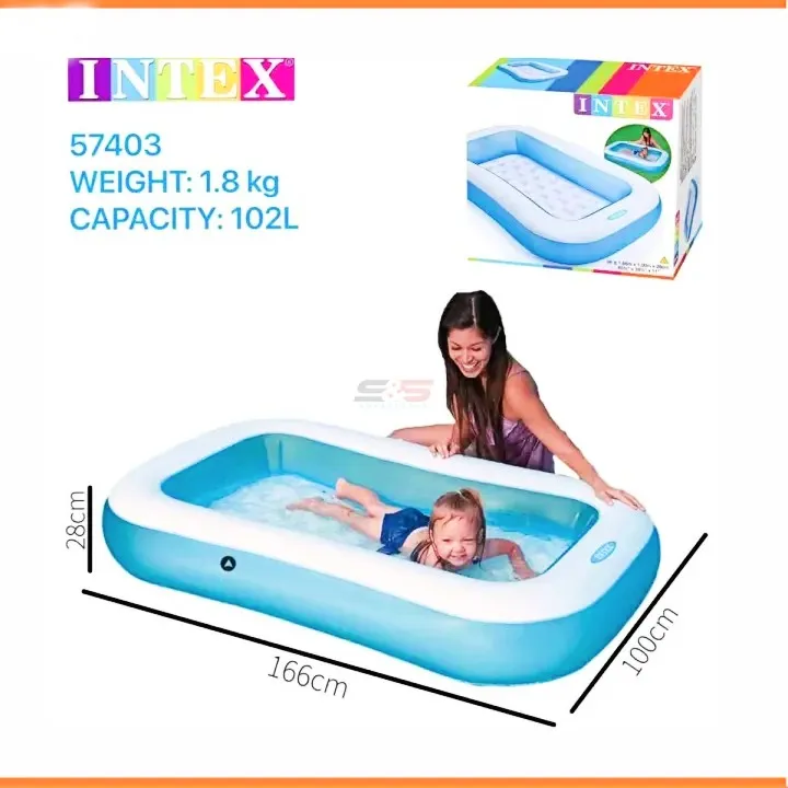 Intex Rectangular Pool Toddler Kids 1.66m x 1.00m x 28cm - Image 3