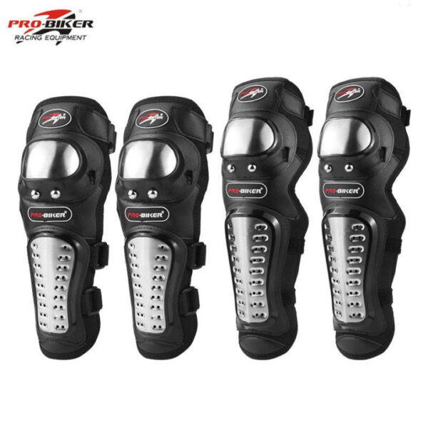 Pro Biker Stainless Motorcycle Elbow & Knee Pads Protectors Guards Protective