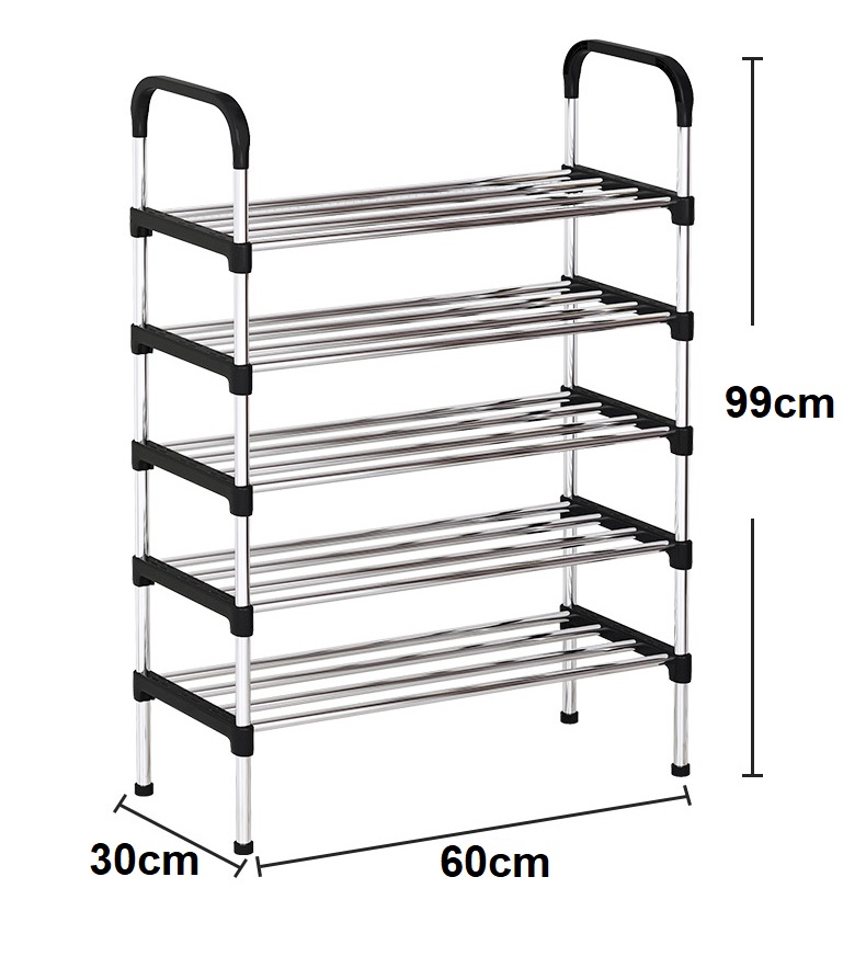 5 Layer Stainless Steel Shoe Rack Organizer Foldable Durable Portable - Image 2
